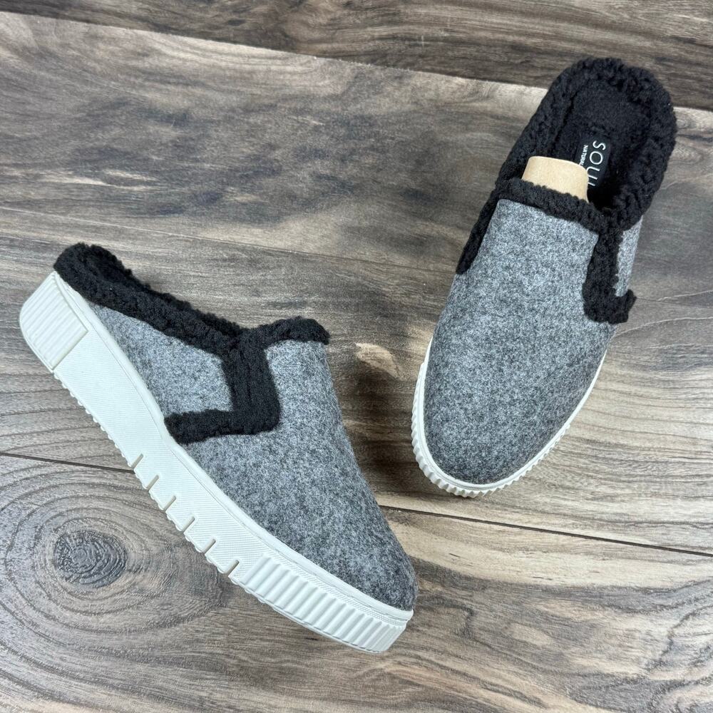 NIB SOUL Naturalizer 8.5W Truly Cozy Faux Fur Lined Comfort Sneaker Clog Grey - Picture 2 of 11